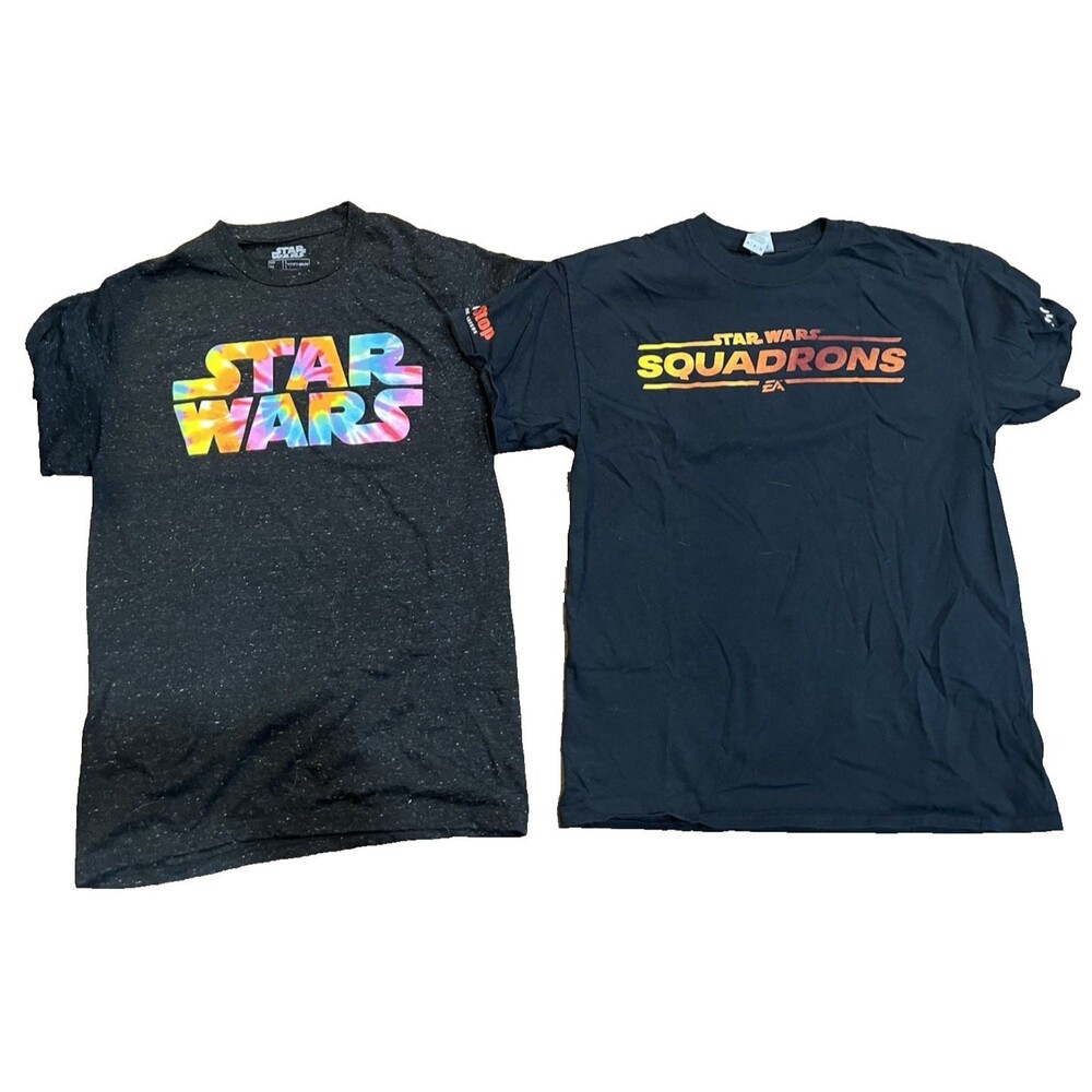 Star Wars T Shirt Lot Mens Medium Tie Dye Logo & Squadrons EA Graphic Tee Bundle